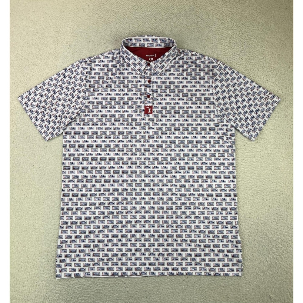 BogeyBros Polo Shirt Mens 2XL White New York Assman Golf Performance Stretch